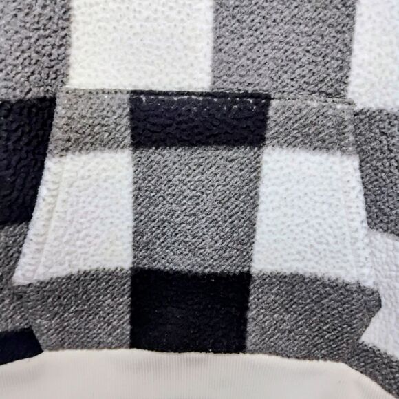AMERICAN EAGLE Sherpa Fleece Black and White Checkered Pullover Hoodie Size XS - Picture 2 of 7